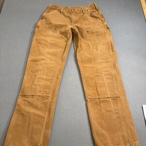 PANTS DOUBLE KNEE Carhartt MENS 31X32  B136 Brown Carpenter Workwear